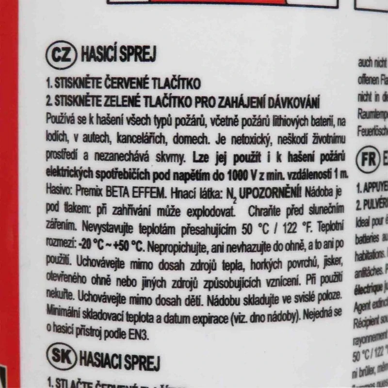 Hasicí sprej UNIEX 750ml hašení lithiových baterií