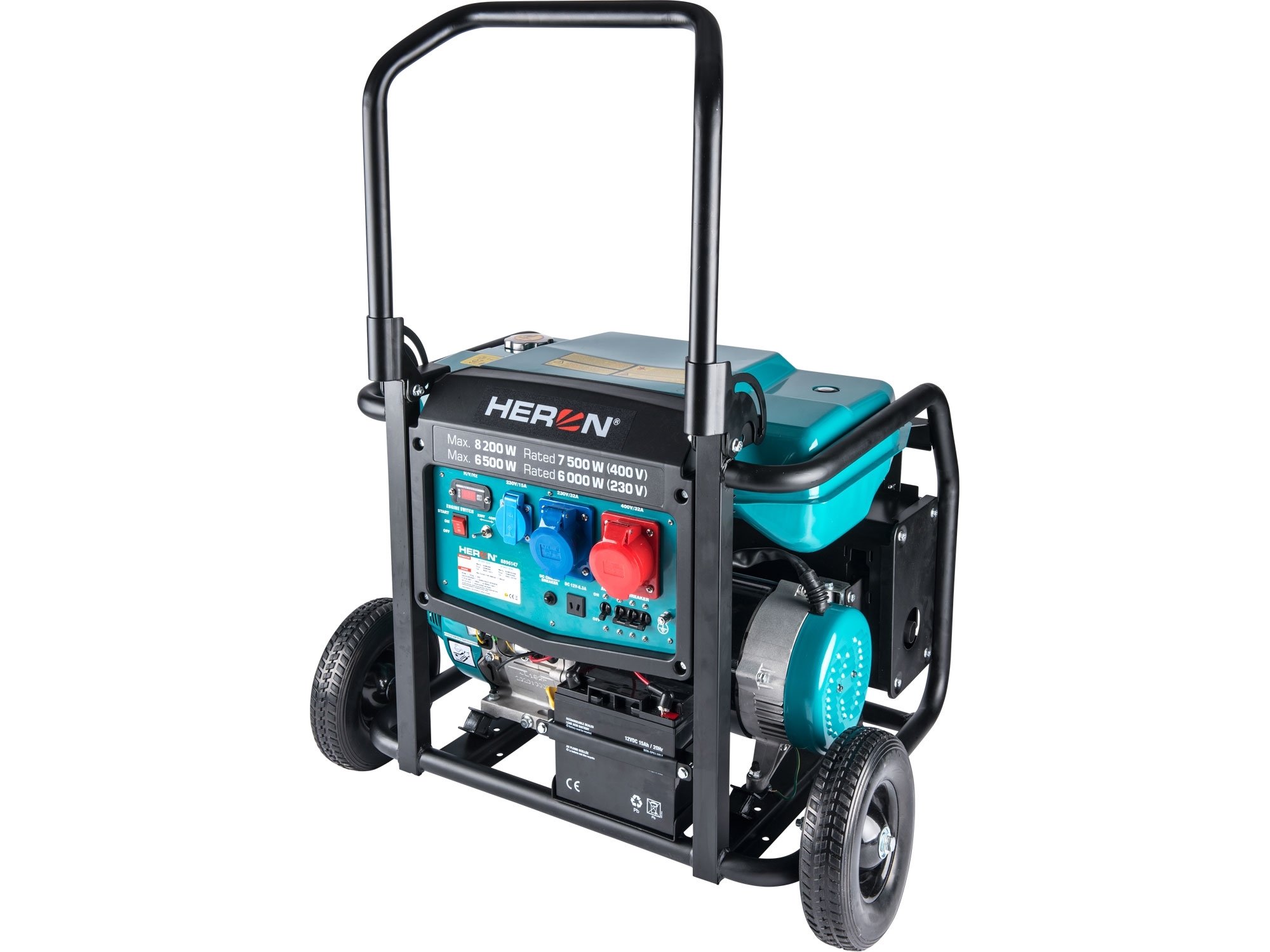 elektrocentrála benzínová 17HP/8,2kW/10,25kVA (400V), 6,5kW (230V), podvozek, elektrický start