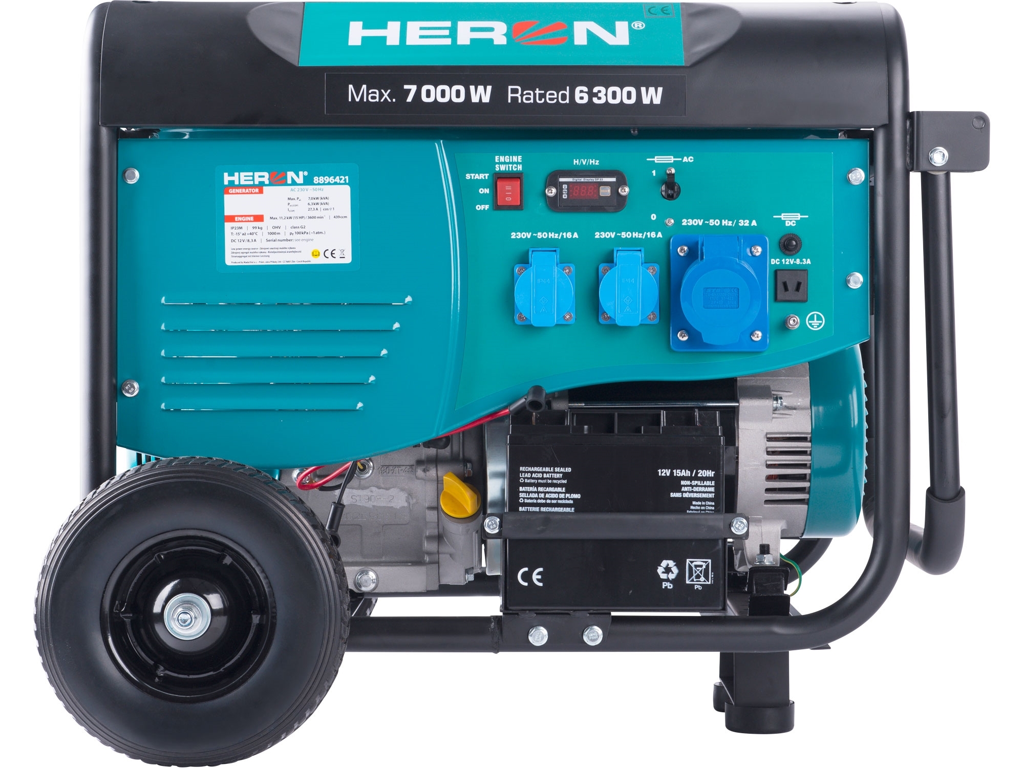 elektrocentrála benzínová 15HP/7,0kW, pro svařování, elektrický start, podvozek