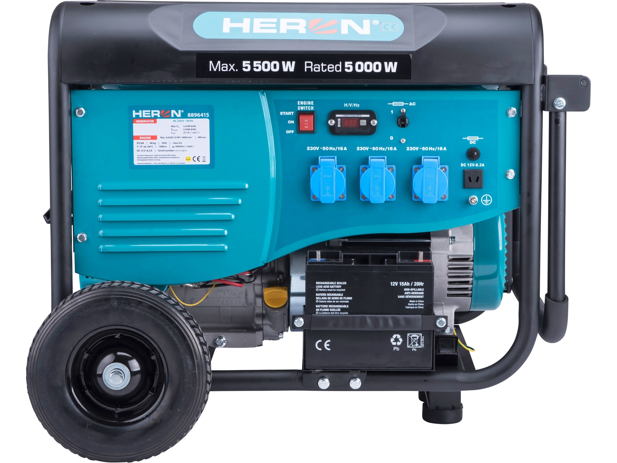 elektrocentrála benzínová 13HP/5,5kW, pro svařování, elektrický start, podvozek