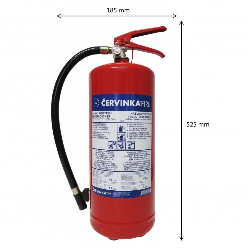 Hasicí přístroj Červinka P6 Če EURO vč. fotoluminiscenčního štítku (34A) - práškový - 6 kg