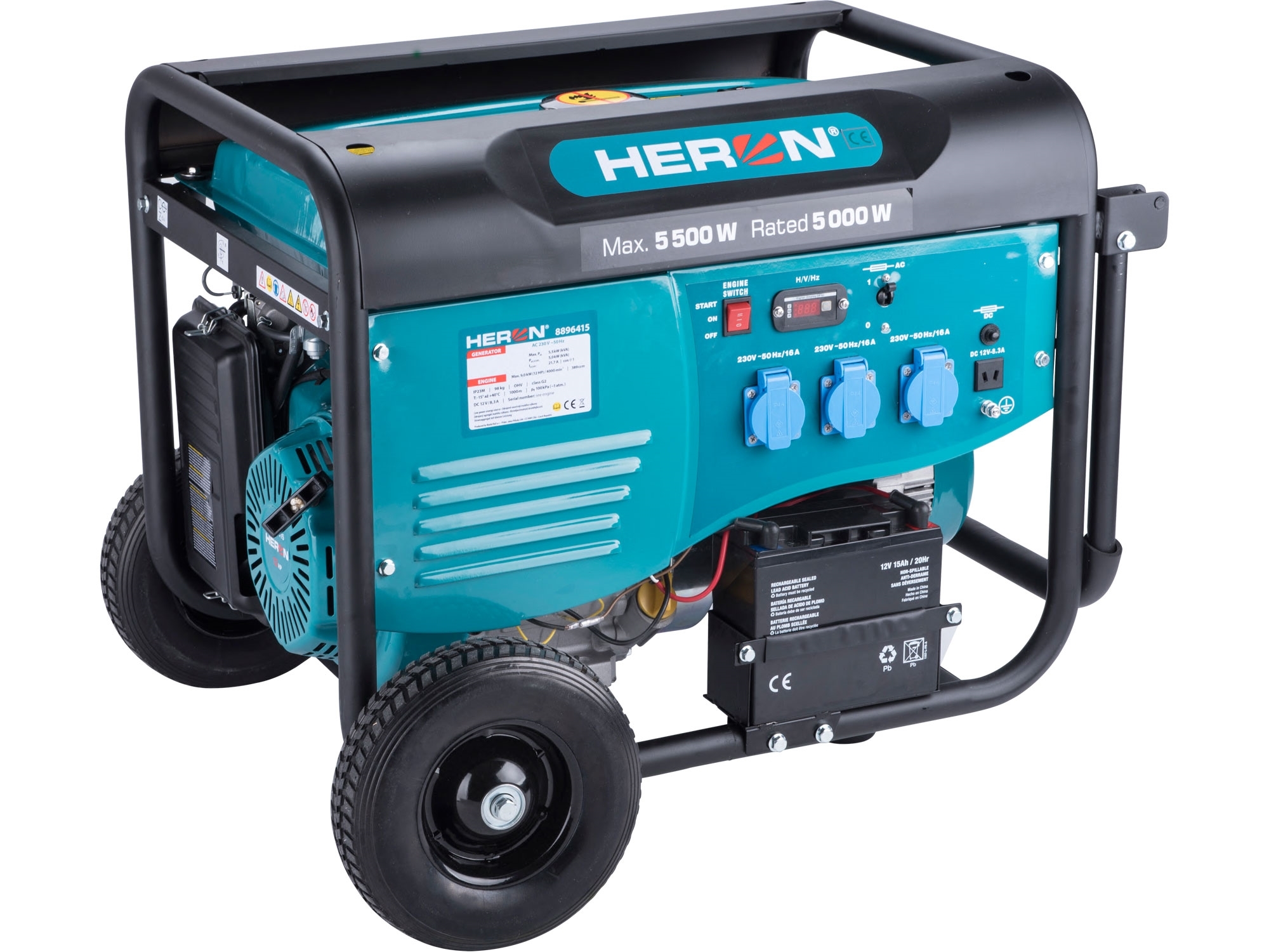 elektrocentrála benzínová 13HP/5,5kW, pro svařování, elektrický start, podvozek