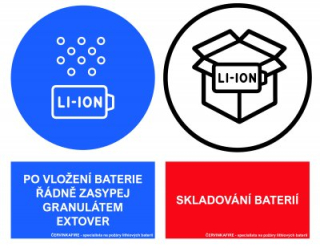 Bezpečnostní tabulka - skladování baterií
